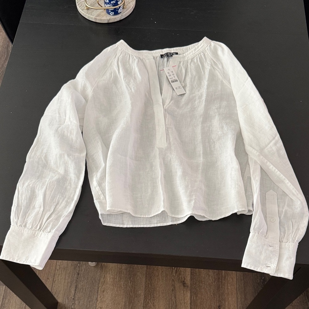 J. Crew White Linen Cabana Top, NWT! Small
